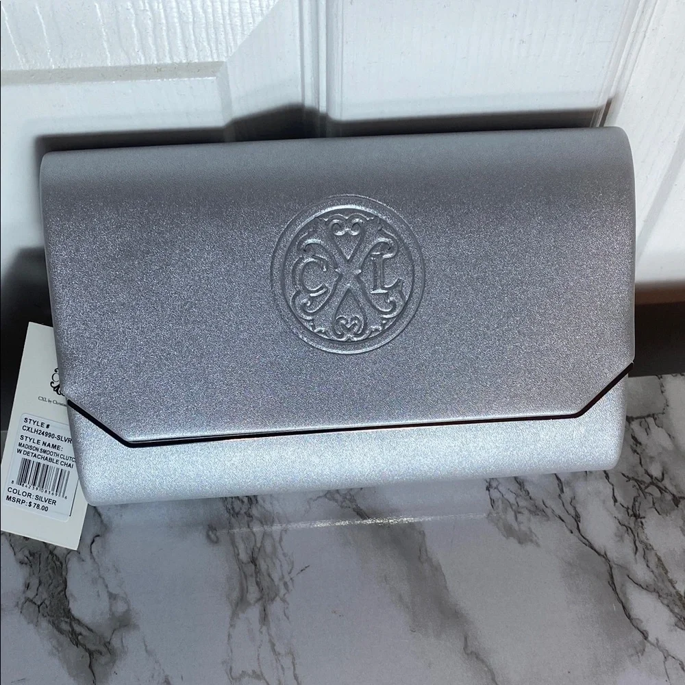 Christian Lacroix Silver Madison Clutch Purse Chain Strap